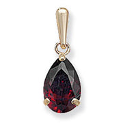 9CT GOLD PEAR CUT GARNET PENDANT